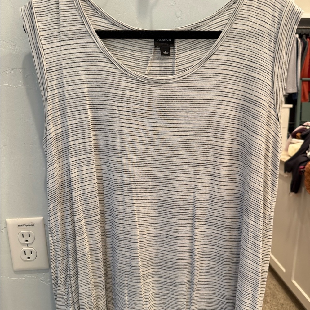 Sunday Black and White Striped Tank Top